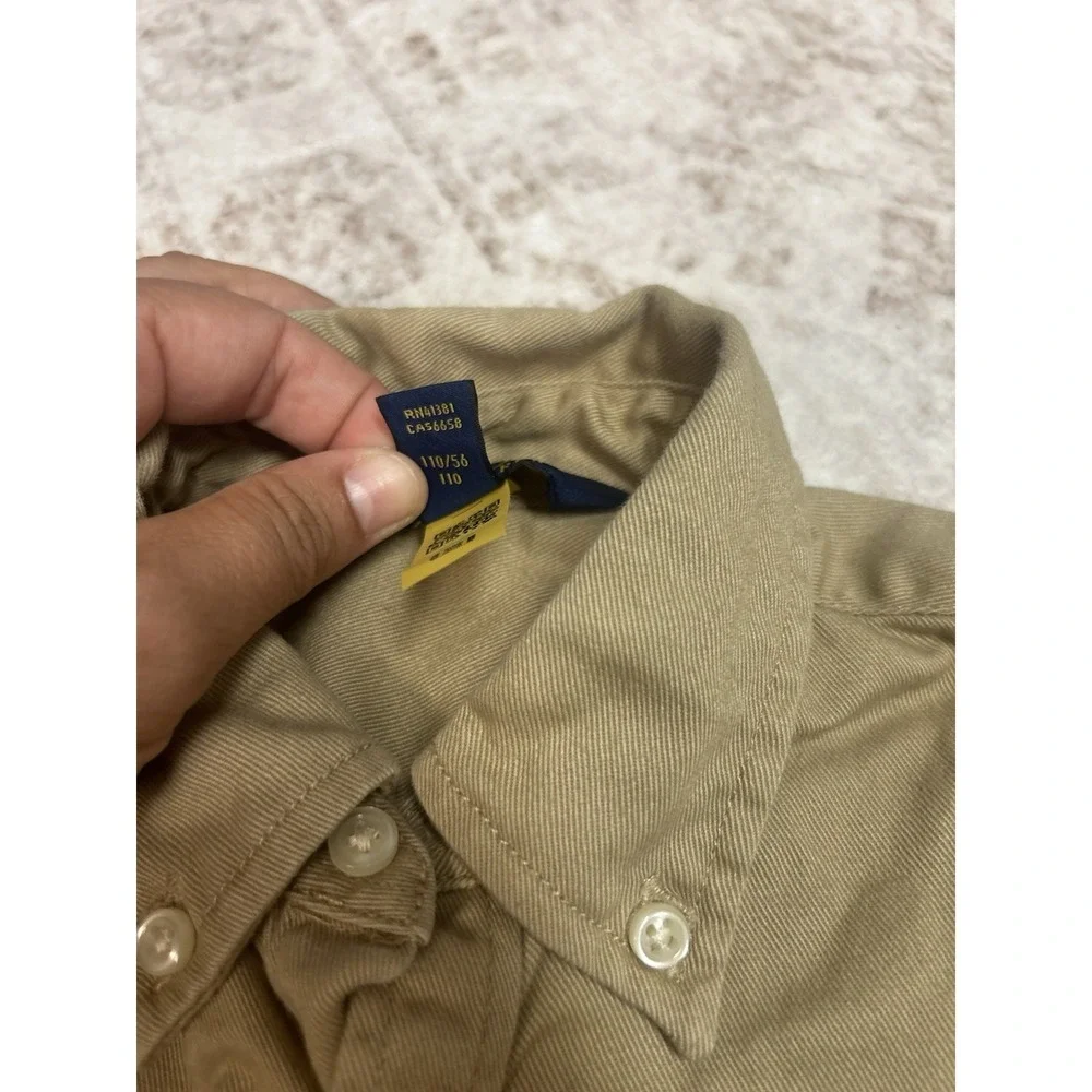 RALPH LAUREN Shirt-Dress Size 4‎ Girls Belted Chino Long Sleeve Khaki